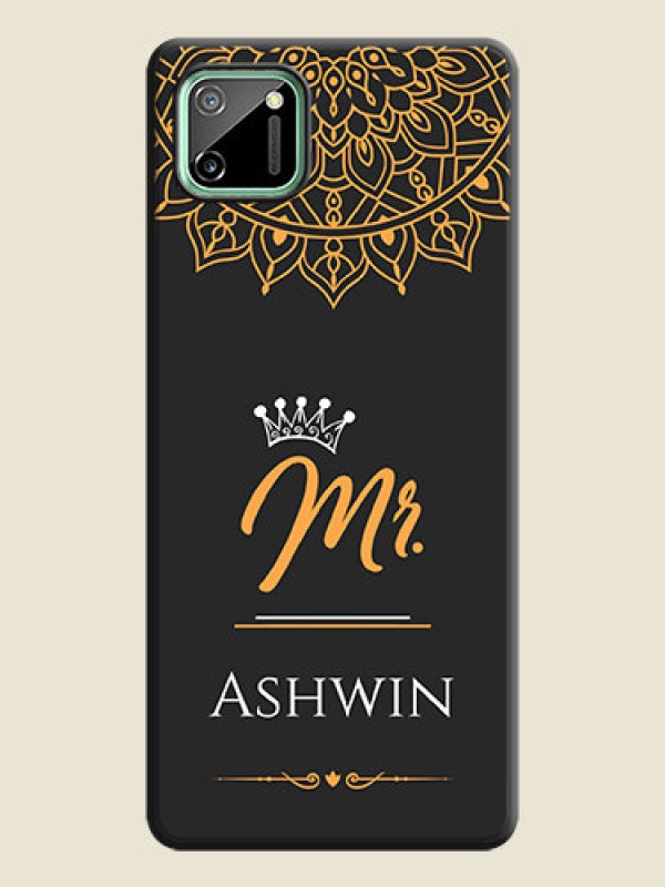 Custom Mr Name with Floral Design  on Personalised Space Black Soft Matte Cases - Realme C11