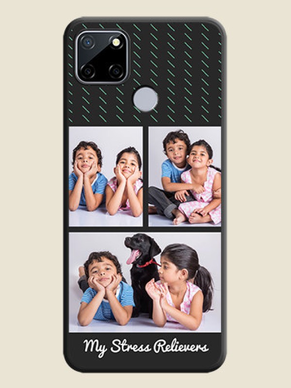 Custom Cross Dotted Pattern with 2 Image Holder  on Personalised Space Black Soft Matte Cases - Realme C12
