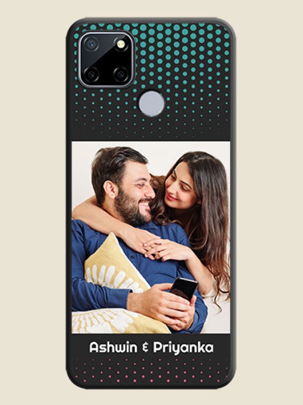 Custom Faded Dots with Grunge Photo Frame and Text on Space Black Custom Soft Matte Phone Cases - Realme C12