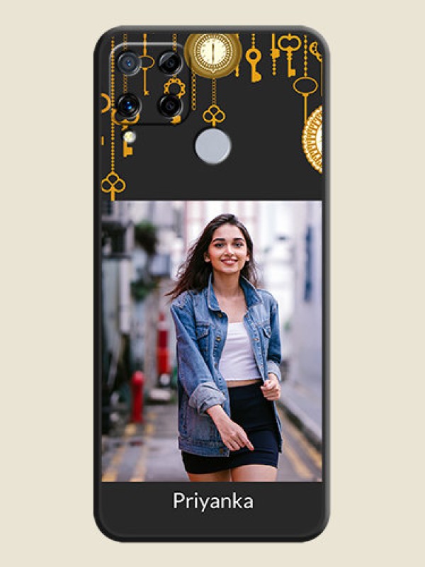 Custom Decorative Design with Text on Space Black Custom Soft Matte Back Cover - Realme C15