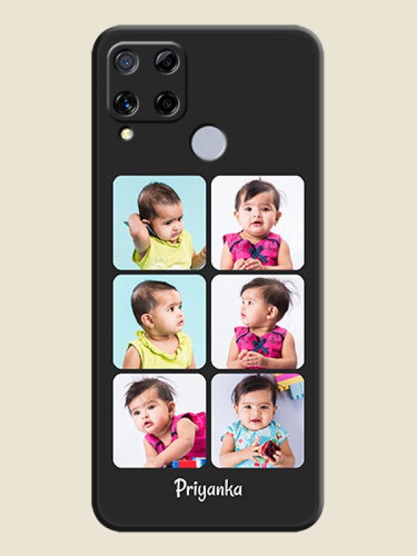 Custom Floral Art with 6 Image Holder on Photo on Space Black Soft Matte Mobile Case - Realme C15