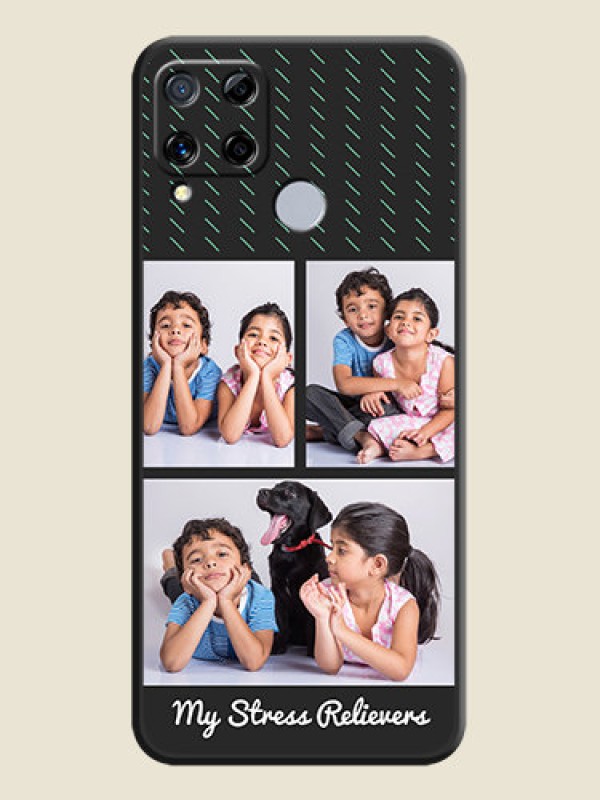 Custom Cross Dotted Pattern with 2 Image Holder  on Personalised Space Black Soft Matte Cases - Realme C15