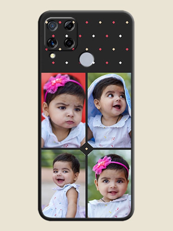 Custom Multicolor Dotted Pattern with 4 Image Holder on Space Black Custom Soft Matte Phone Cases - Realme C15