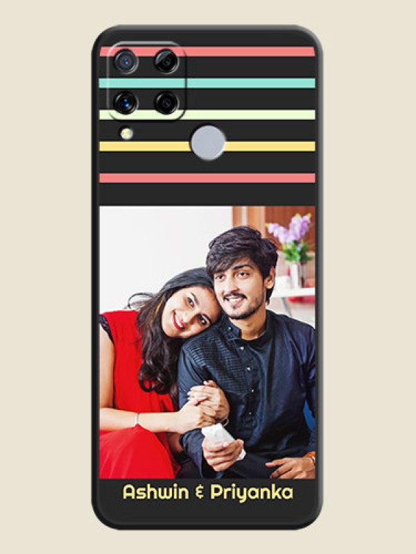 Custom Color Stripes with Photo and Text on Photo on Space Black Soft Matte Mobile Case - Realme C15