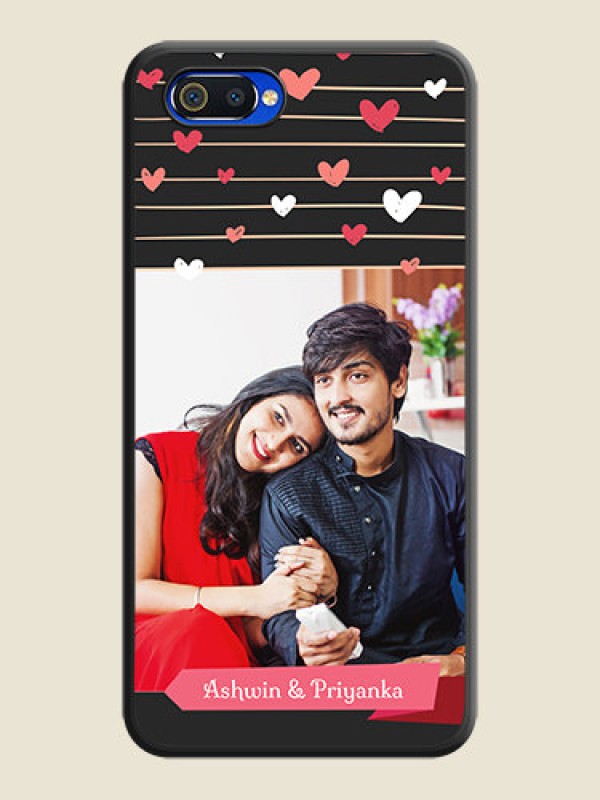Custom Love Pattern with Name on Pink Ribbon  on Photo on Space Black Soft Matte Back Cover - Realme C2