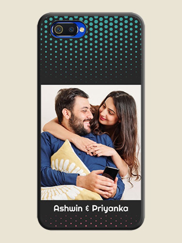 Custom Faded Dots with Grunge Photo Frame and Text on Space Black Custom Soft Matte Phone Cases - Realme C2