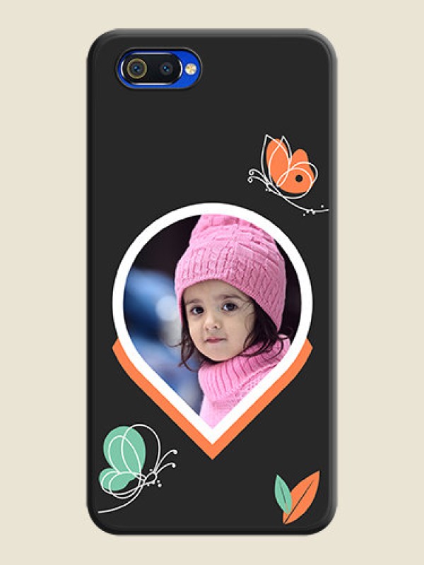 Custom Upload Pic With Simple Butterly Design On Space Black Personalized Soft Matte Phone Covers -Realme C2