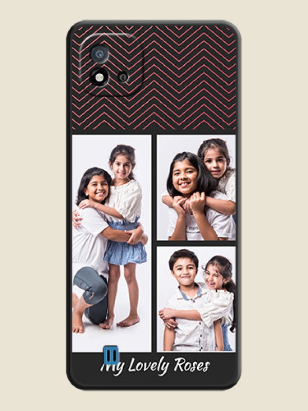 Custom Wave Pattern with 3 Image Holder on Space Black Custom Soft Matte Back Cover - Realme C20