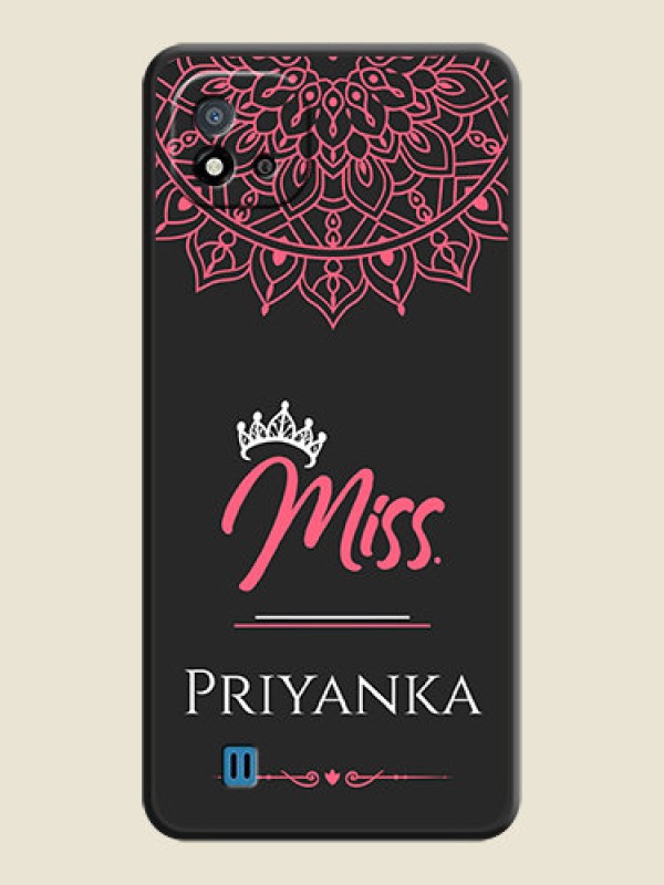 Custom Mrs Name with Floral Design on Space Black Personalized Soft Matte Phone Covers - Realme C20