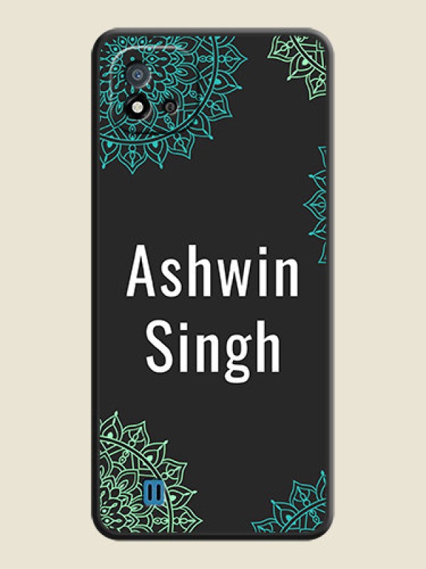 Custom Your Name with Floral Design on Space Black Custom Soft Matte Back Cover - Realme C20