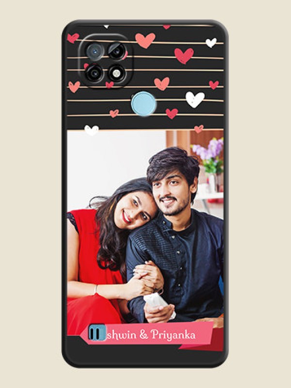Custom Love Pattern with Name on Pink Ribbon  on Photo on Space Black Soft Matte Back Cover - Realme C21