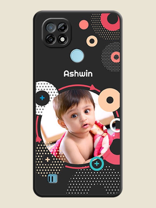 Custom Multicoloured Round Image on Personalised Space Black Soft Matte Cases - Realme C21