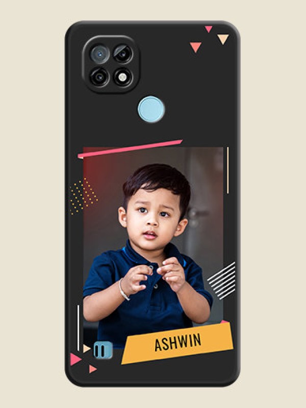 Custom Photo Frame with Triangle Small Dots on Photo on Space Black Soft Matte Back Cover - Realme C21