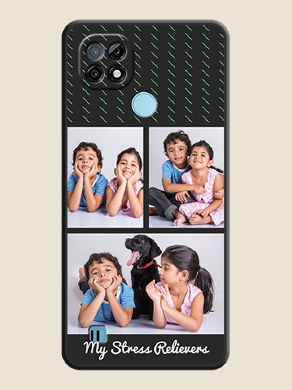 Custom Cross Dotted Pattern with 2 Image Holder  on Personalised Space Black Soft Matte Cases - Realme C21