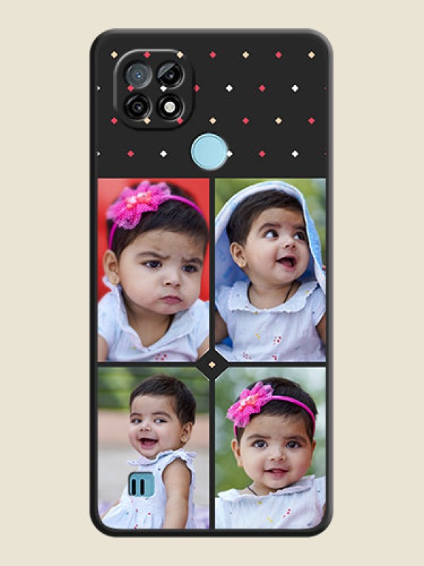 Custom Multicolor Dotted Pattern with 4 Image Holder on Space Black Custom Soft Matte Phone Cases - Realme C21