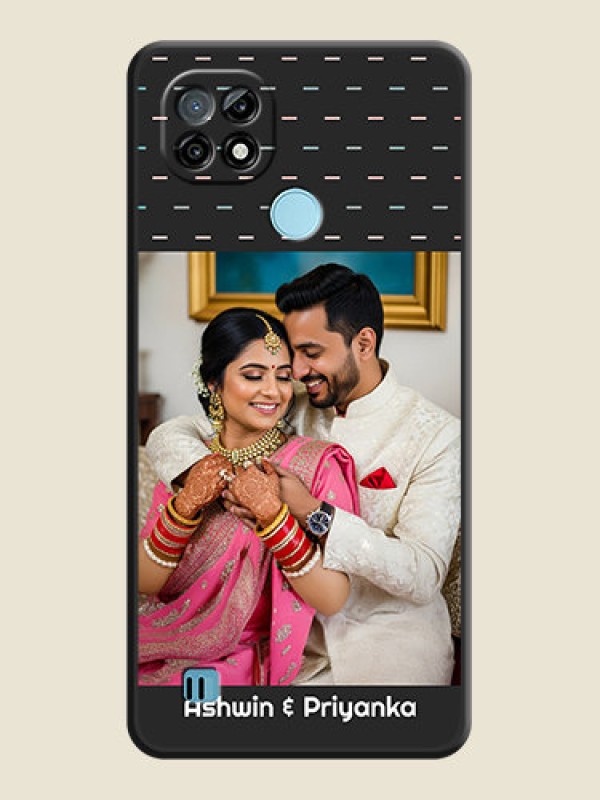 Custom Line Pattern Design with Text on Space Black Custom Soft Matte Phone Back Cover - Realme C21