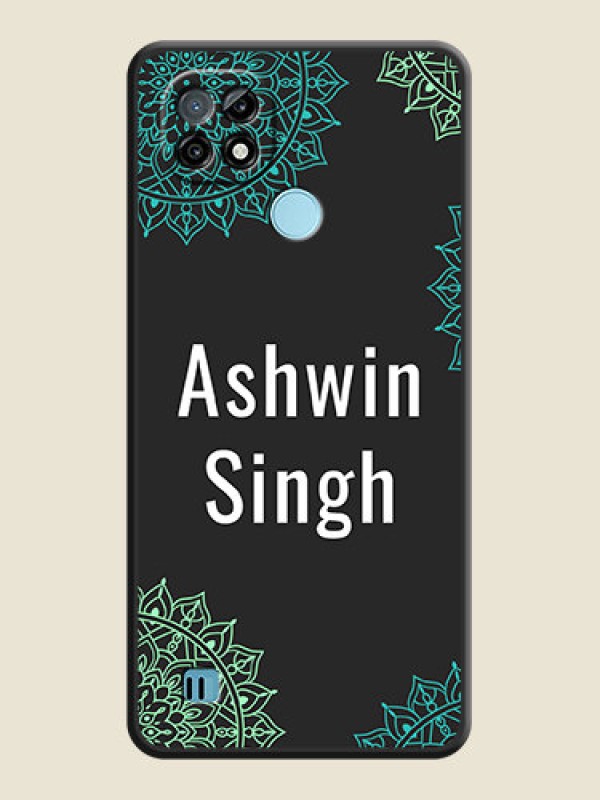 Custom Your Name with Floral Design on Space Black Custom Soft Matte Back Cover - Realme C21