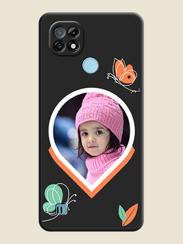 Custom Upload Pic With Simple Butterly Design On Space Black Personalized Soft Matte Phone Covers -Realme C21