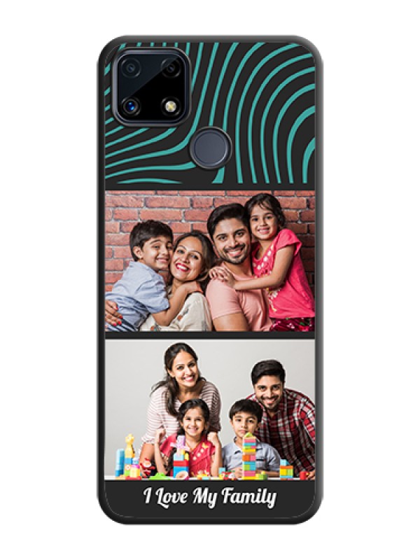 Custom Wave Pattern with 2 Image Holder on Space Black Personalized Soft Matte Phone Covers - Realme C25