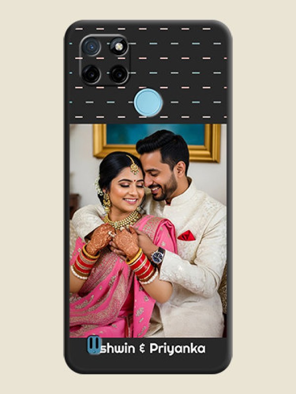 Custom Line Pattern Design with Text on Space Black Custom Soft Matte Phone Back Cover - Realme C25Y