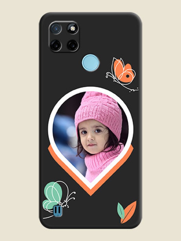 Custom Upload Pic With Simple Butterly Design On Space Black Personalized Soft Matte Phone Covers -Realme C25Y