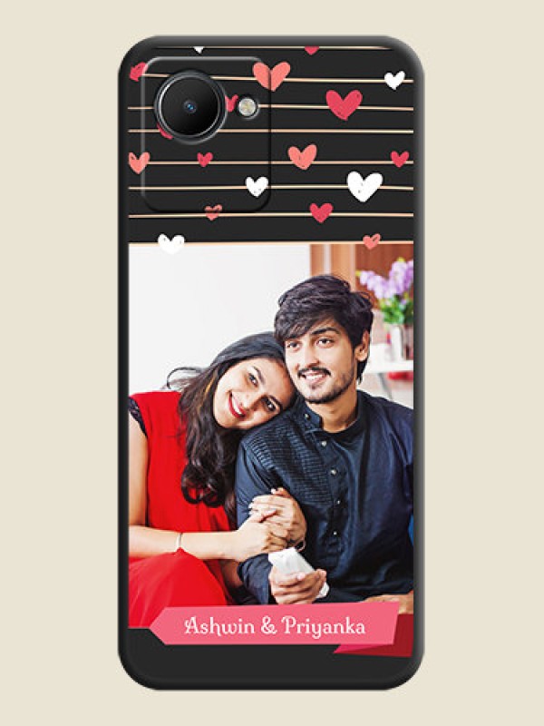 Custom Love Pattern with Name on Pink Ribbon  on Photo on Space Black Soft Matte Back Cover - Realme C30