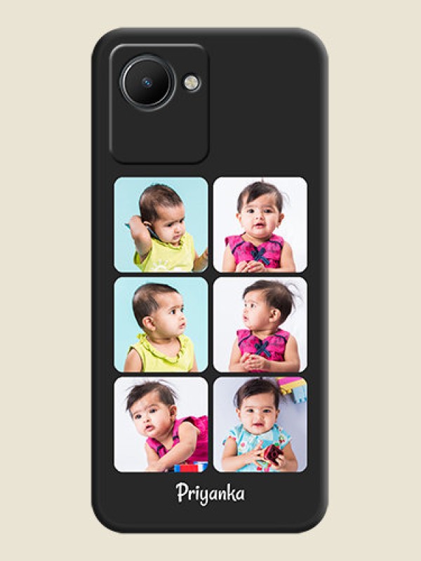Custom Floral Art with 6 Image Holder on Photo on Space Black Soft Matte Mobile Case - Realme C30