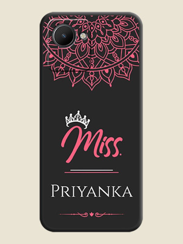 Custom Mrs Name with Floral Design on Space Black Personalized Soft Matte Phone Covers - Realme C30