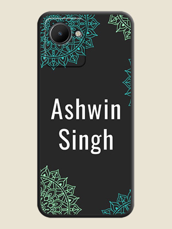 Custom Your Name with Floral Design on Space Black Custom Soft Matte Back Cover - Realme C30