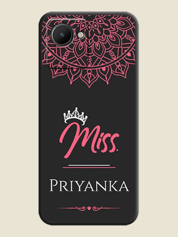 Custom Mrs Name with Floral Design on Space Black Personalized Soft Matte Phone Covers - Realme C30s