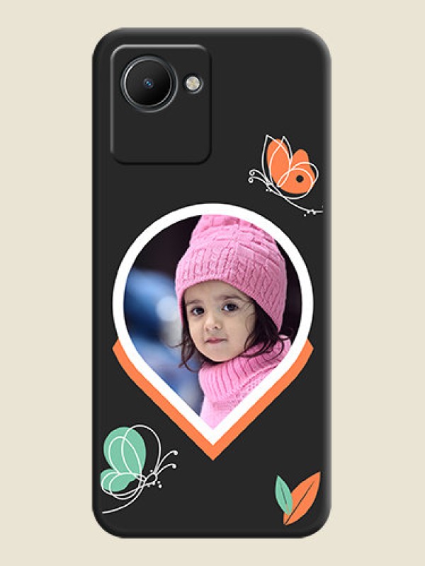 Custom Upload Pic With Simple Butterly Design On Space Black Personalized Soft Matte Phone Covers -Realme C30S