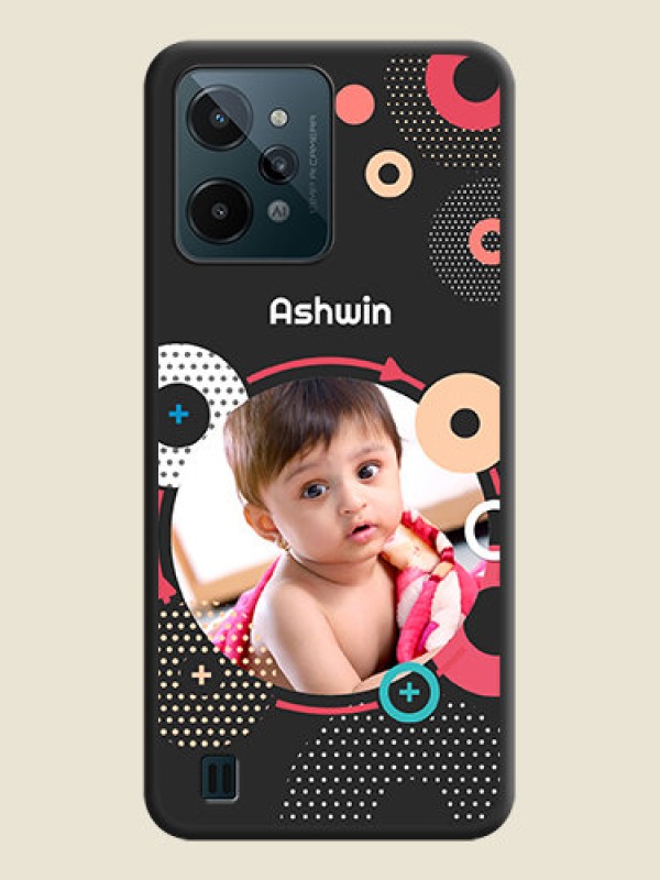 Custom Multicoloured Round Image on Personalised Space Black Soft Matte Cases - Realme C31
