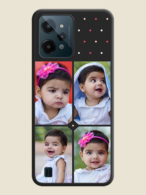 Custom Multicolor Dotted Pattern with 4 Image Holder on Space Black Custom Soft Matte Phone Cases - Realme C31