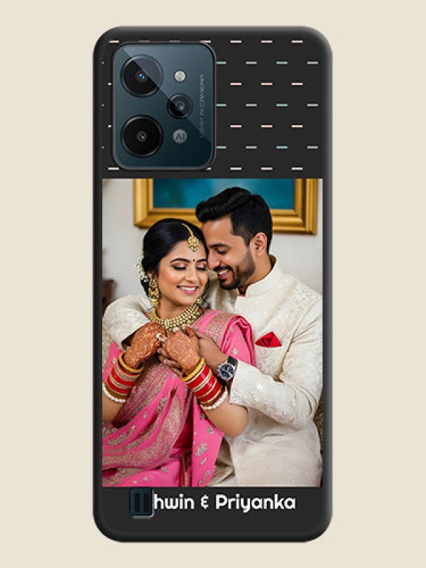 Custom Line Pattern Design with Text on Space Black Custom Soft Matte Phone Back Cover - Realme C31