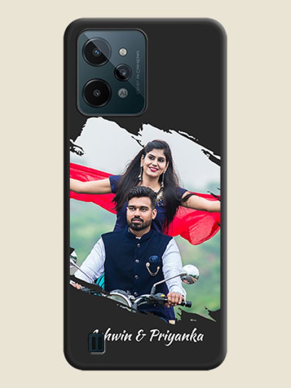 Custom Grunge Brush Strokes on Photo on Space Black Soft Matte Back Cover - Realme C31