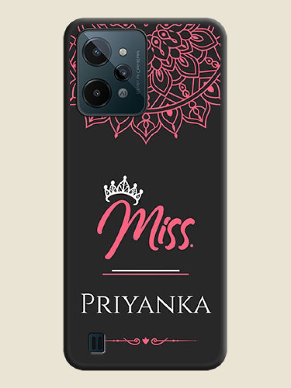 Custom Mrs Name with Floral Design on Space Black Personalized Soft Matte Phone Covers - Realme C31