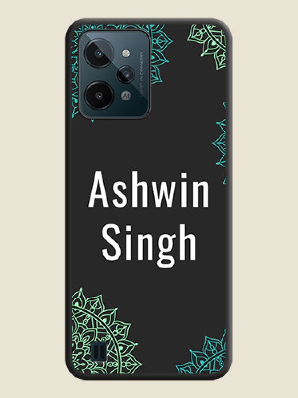 Custom Your Name with Floral Design on Space Black Custom Soft Matte Back Cover - Realme C31