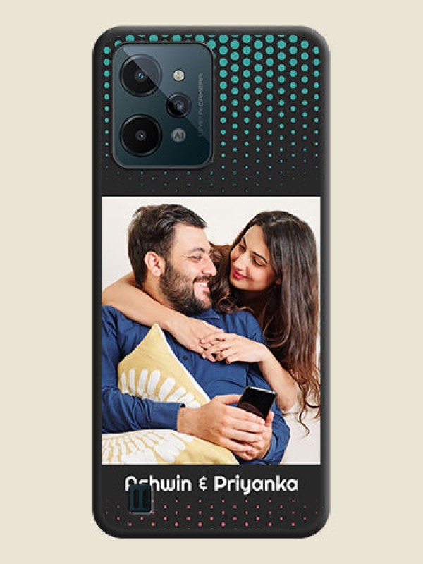 Custom Faded Dots with Grunge Photo Frame and Text on Space Black Custom Soft Matte Phone Cases - Realme C31