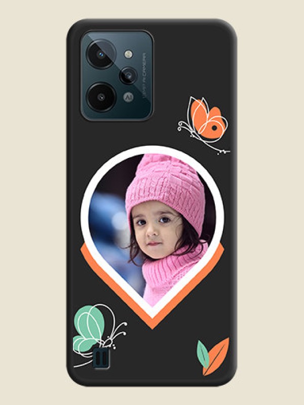 Custom Upload Pic With Simple Butterly Design On Space Black Personalized Soft Matte Phone Covers -Realme C31