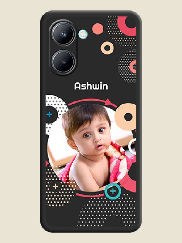 Custom Multicoloured Round Image on Personalised Space Black Soft Matte Cases - Realme C33 2023