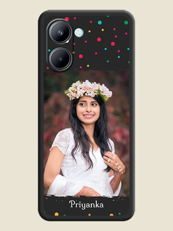 Custom Multicolor Dotted Pattern with Text on Space Black Custom Soft Matte Phone Back Cover - Realme C33 2023