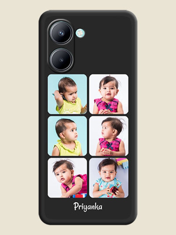 Custom Floral Art with 6 Image Holder on Photo on Space Black Soft Matte Mobile Case - Realme C33 2023