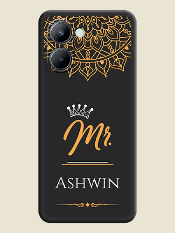 Custom Mr Name with Floral Design  on Personalised Space Black Soft Matte Cases - Realme C33 2023