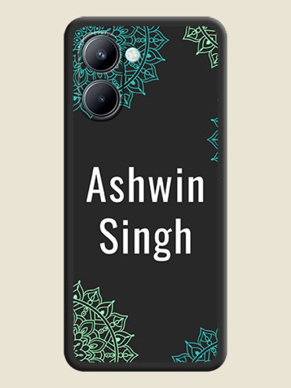 Custom Your Name with Floral Design on Space Black Custom Soft Matte Back Cover - Realme C33 2023