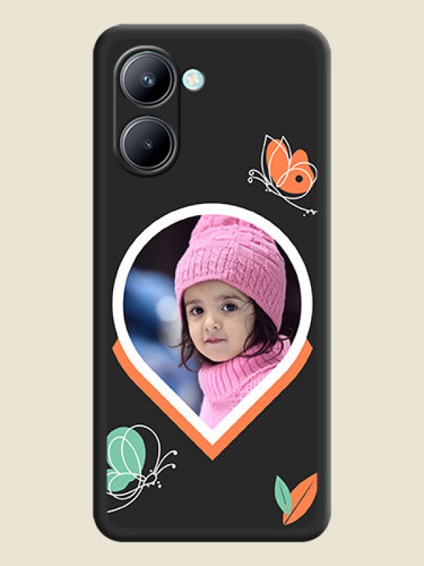 Custom Upload Pic With Simple Butterly Design On Space Black Personalized Soft Matte Phone Covers -Realme C33 2023