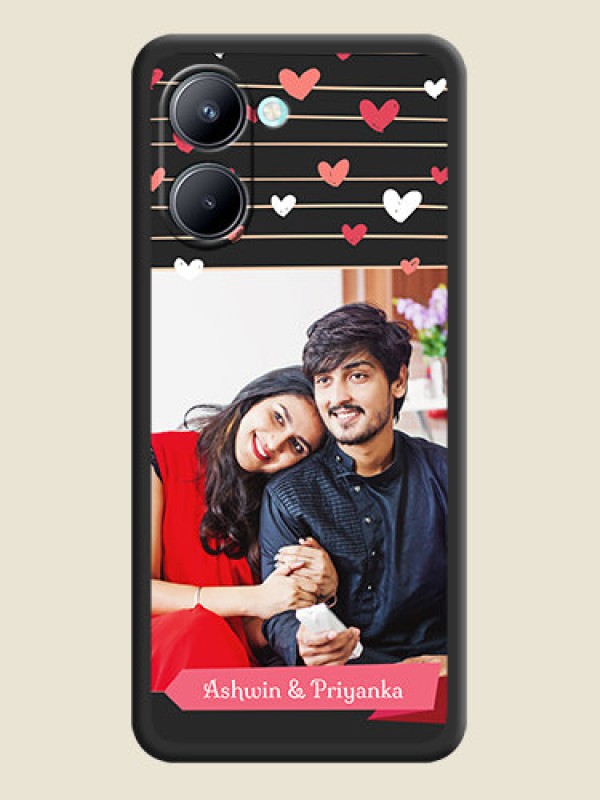Custom Love Pattern with Name on Pink Ribbon  on Photo on Space Black Soft Matte Back Cover - Realme C33