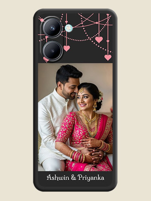 Custom Pink Love Hangings with Text on Space Black Custom Soft Matte Back Cover - Realme C33
