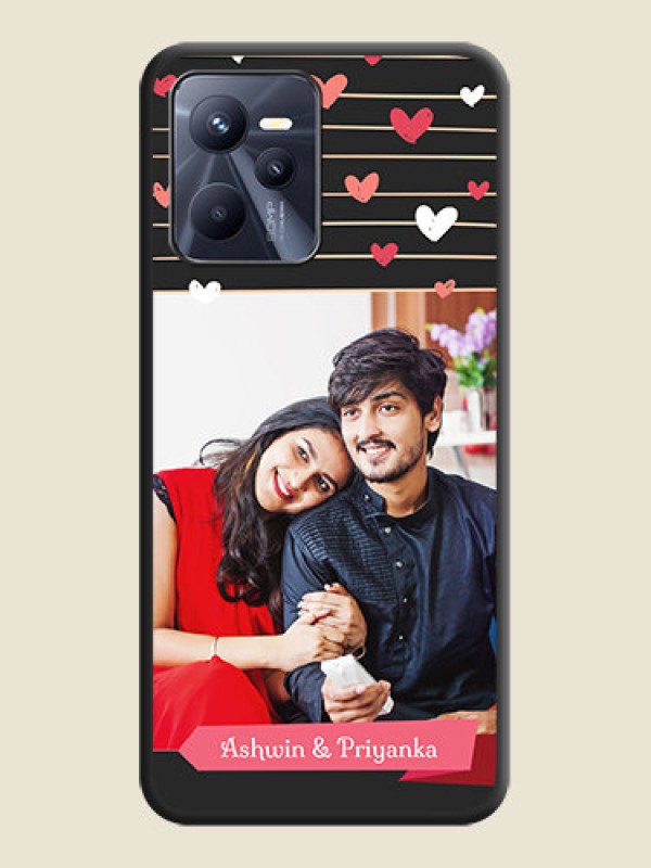 Custom Love Pattern with Name on Pink Ribbon  on Photo on Space Black Soft Matte Back Cover - Realme C35