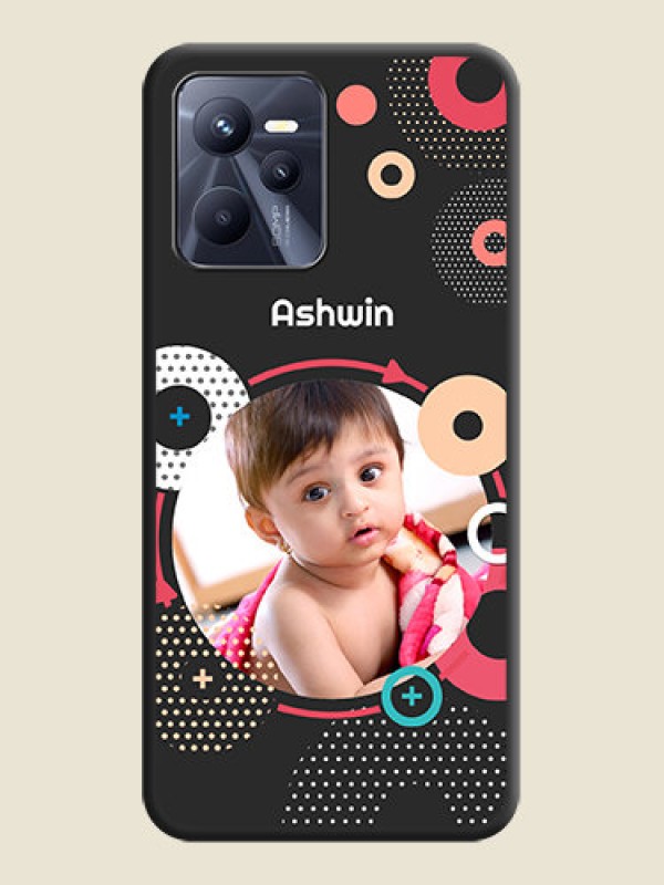 Custom Multicoloured Round Image on Personalised Space Black Soft Matte Cases - Realme C35