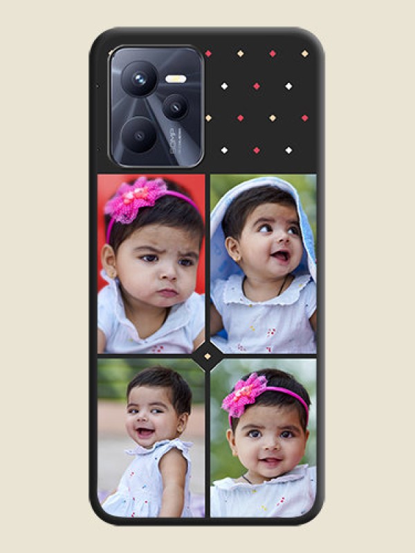 Custom Multicolor Dotted Pattern with 4 Image Holder on Space Black Custom Soft Matte Phone Cases - Realme C35